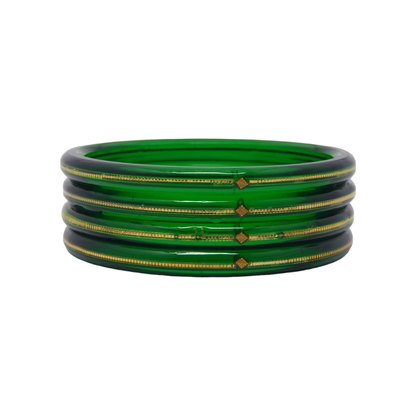 Divya Shringar Bangles Trans - Green Colour | Daily Wear | Pack Of 4 | All Occasions | Thanksgiving | Gift for Loved-one | Dailywear Shining Warrantee (20 carats Gold with Certificate)