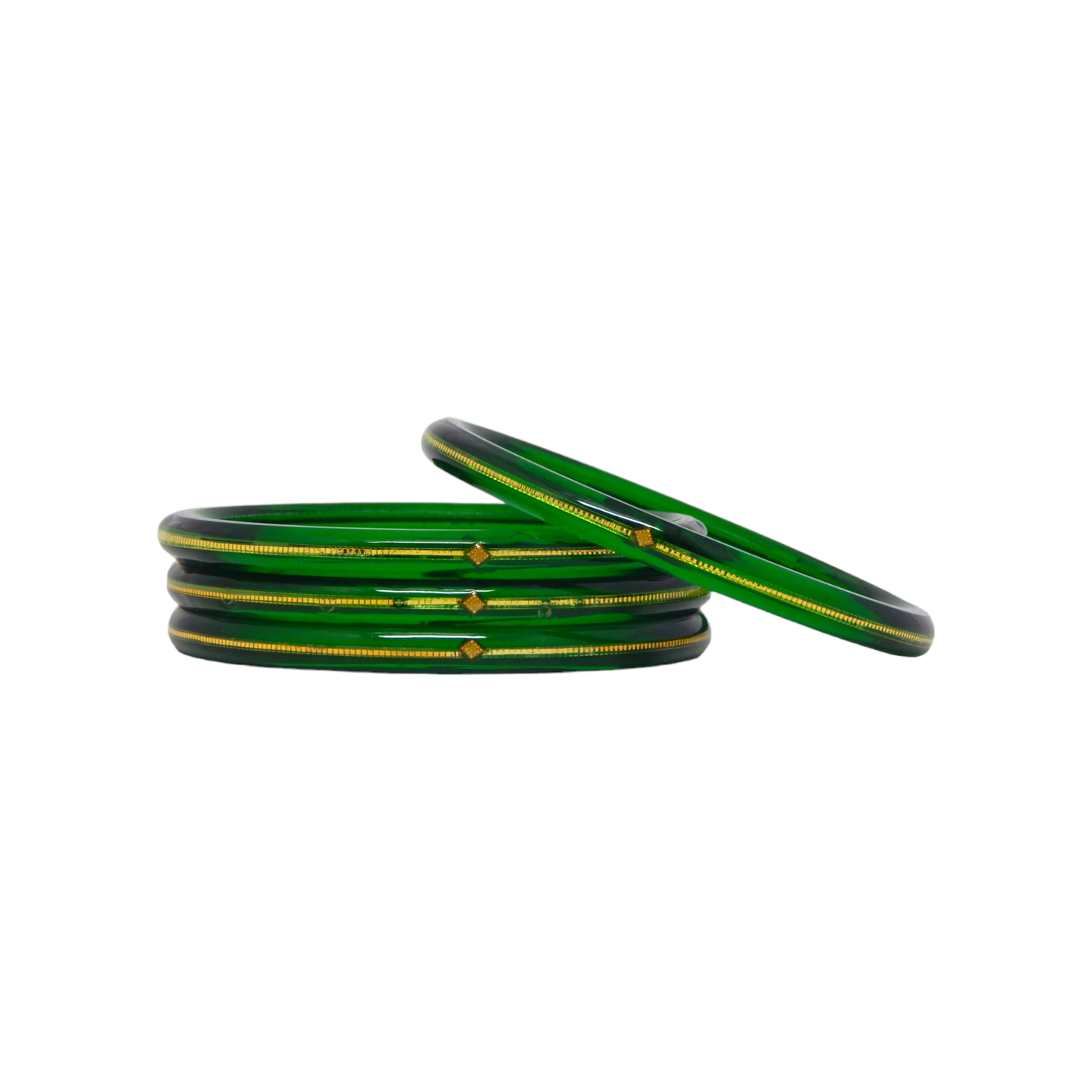 Divya Shringar Bangles Trans - Green Colour | Daily Wear | Pack Of 4 | All Occasions | Thanksgiving | Gift for Loved-one | Dailywear Shining Warrantee (20 carats Gold with Certificate)