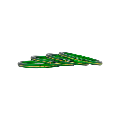 Divya Shringar Bangles Trans - Green Colour | Daily Wear | Pack Of 4 | All Occasions | Thanksgiving | Gift for Loved-one | Dailywear Shining Warrantee (20 carats Gold with Certificate)