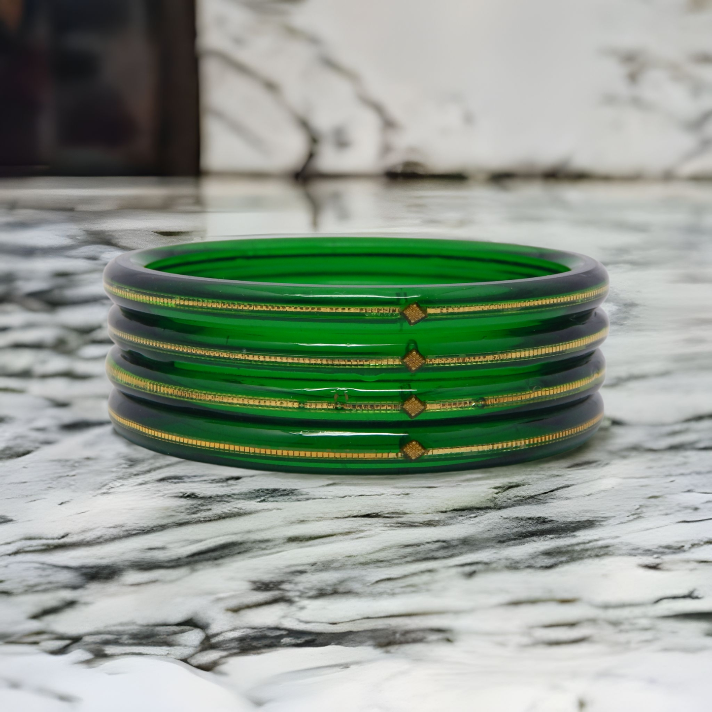 Divya Shringar Bangles Trans - Green Colour | Daily Wear | Pack Of 4 | All Occasions | Thanksgiving | Gift for Loved-one | Dailywear Shining Warrantee (20 carats Gold with Certificate)