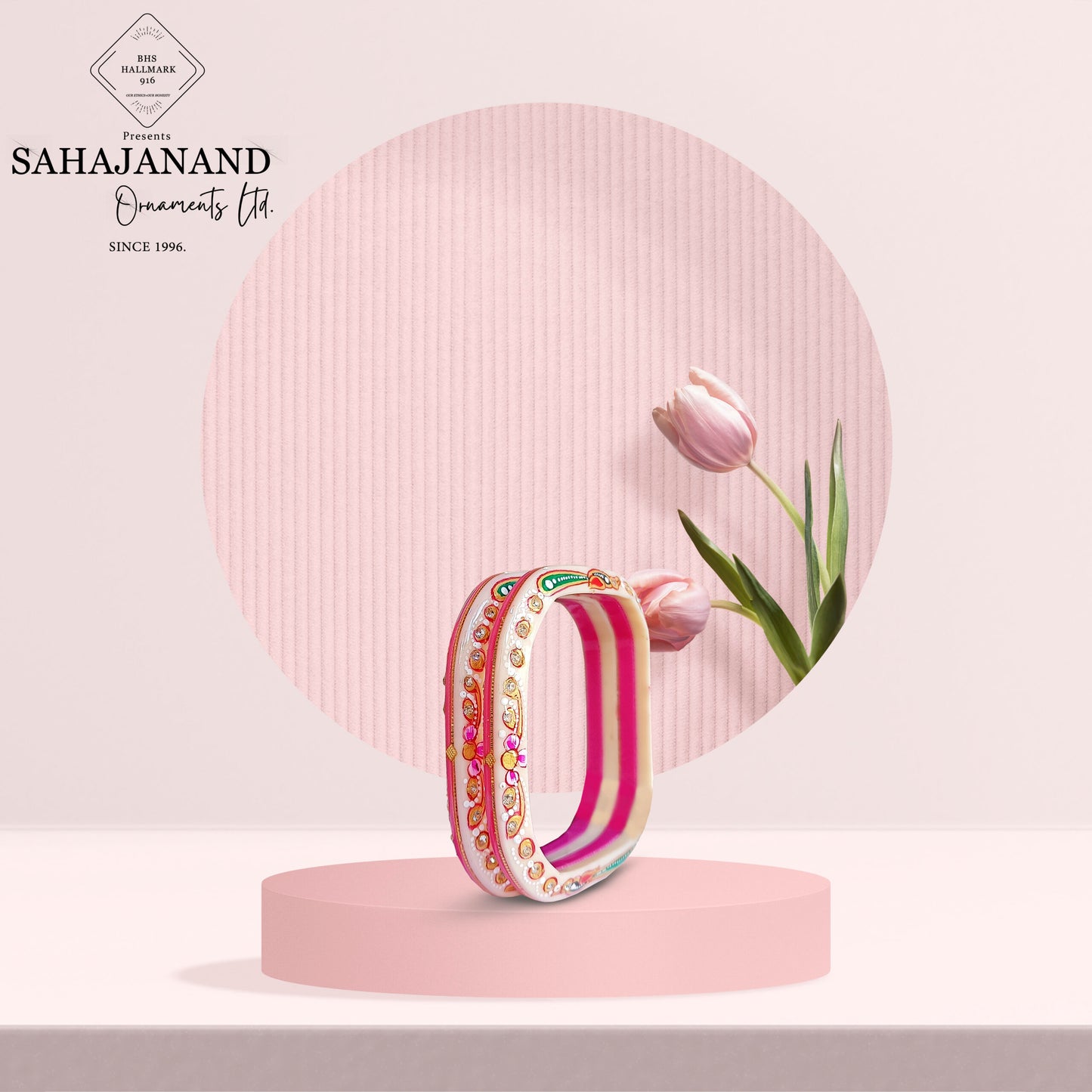 Pink Precious chudi Bangle 916 - 22k